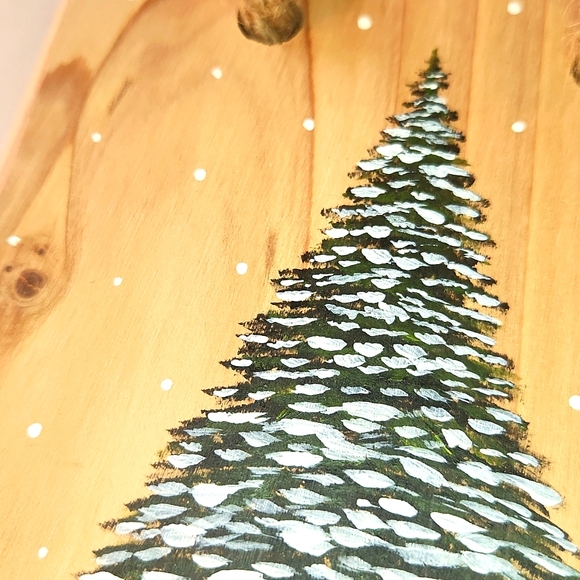 Handpainted Winter/Pine Tree with Snow Decor - Picture 4 of 6
